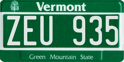 VT license plate ZEU935