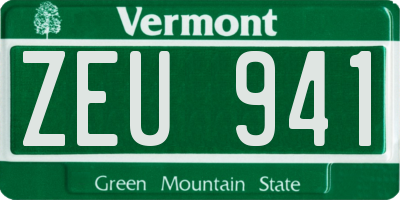 VT license plate ZEU941