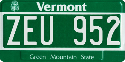 VT license plate ZEU952