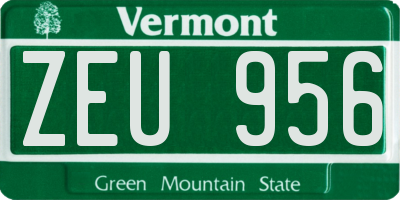 VT license plate ZEU956