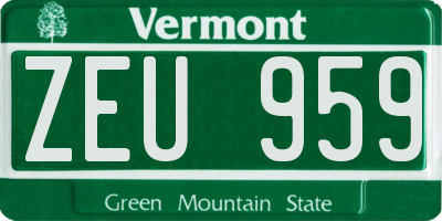 VT license plate ZEU959