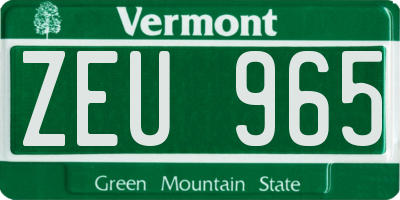 VT license plate ZEU965