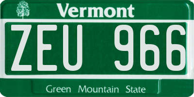 VT license plate ZEU966