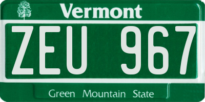 VT license plate ZEU967