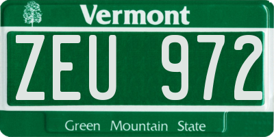 VT license plate ZEU972