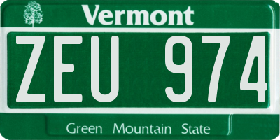 VT license plate ZEU974