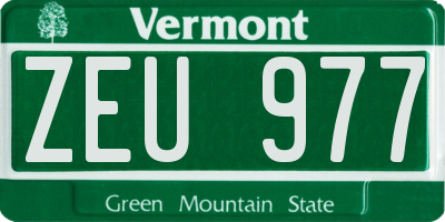 VT license plate ZEU977