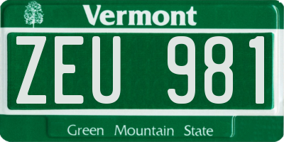 VT license plate ZEU981