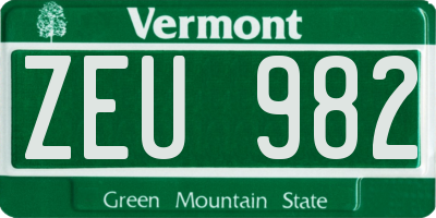 VT license plate ZEU982