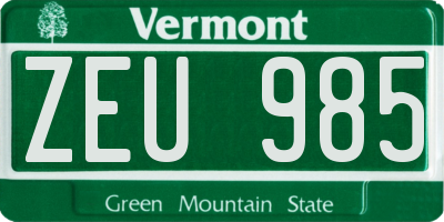VT license plate ZEU985