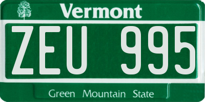 VT license plate ZEU995