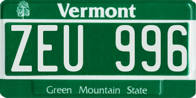 VT license plate ZEU996