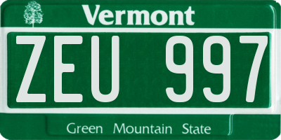 VT license plate ZEU997