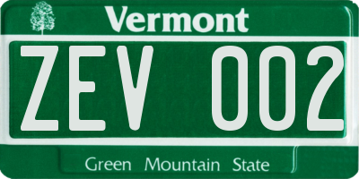 VT license plate ZEV002