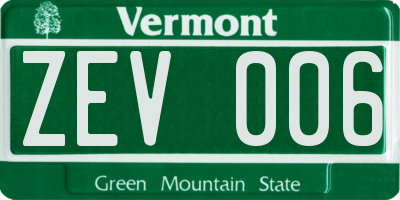 VT license plate ZEV006