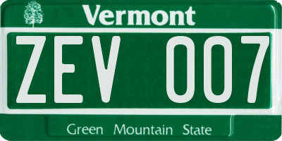 VT license plate ZEV007