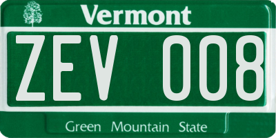 VT license plate ZEV008