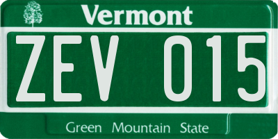 VT license plate ZEV015