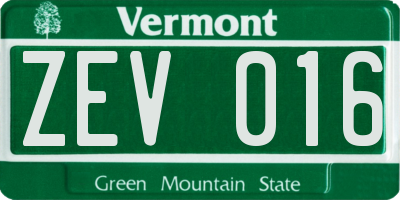 VT license plate ZEV016