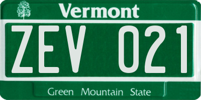 VT license plate ZEV021