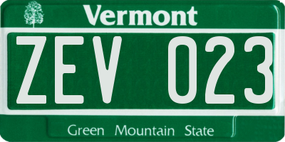 VT license plate ZEV023