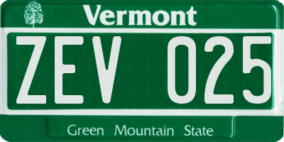 VT license plate ZEV025