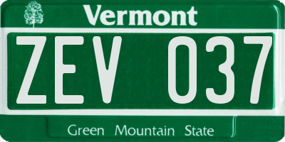 VT license plate ZEV037