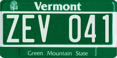 VT license plate ZEV041