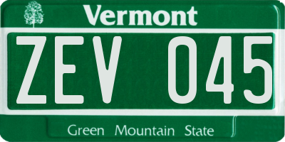 VT license plate ZEV045