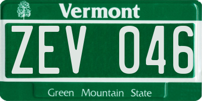VT license plate ZEV046
