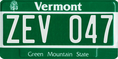 VT license plate ZEV047