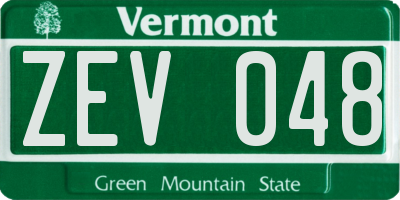 VT license plate ZEV048