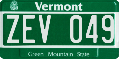 VT license plate ZEV049