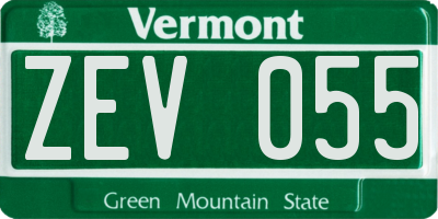 VT license plate ZEV055