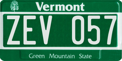 VT license plate ZEV057
