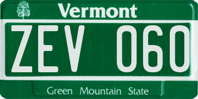 VT license plate ZEV060