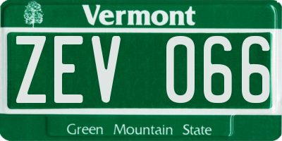 VT license plate ZEV066