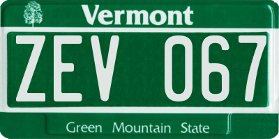 VT license plate ZEV067