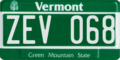 VT license plate ZEV068