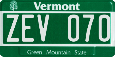 VT license plate ZEV070