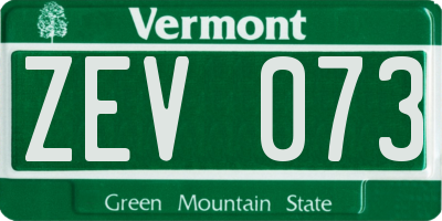 VT license plate ZEV073