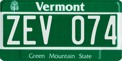 VT license plate ZEV074