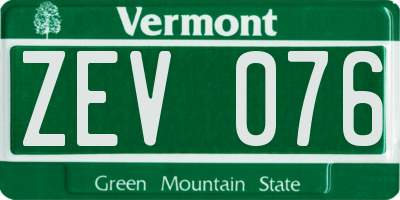 VT license plate ZEV076