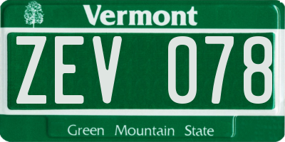 VT license plate ZEV078