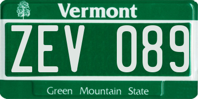 VT license plate ZEV089