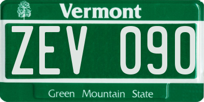 VT license plate ZEV090