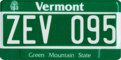 VT license plate ZEV095