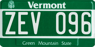 VT license plate ZEV096