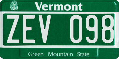 VT license plate ZEV098