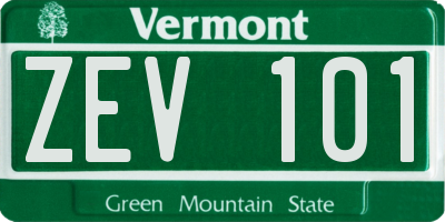 VT license plate ZEV101